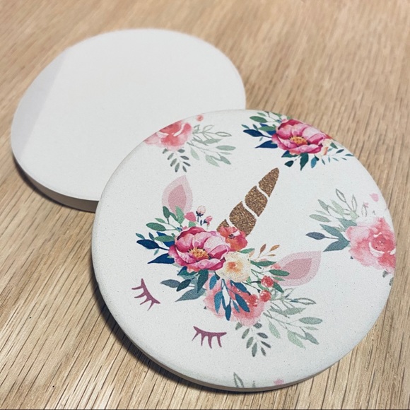 SANDSTONE UNICORN CAR COASTERS 2 pc set - Picture 6 of 11
